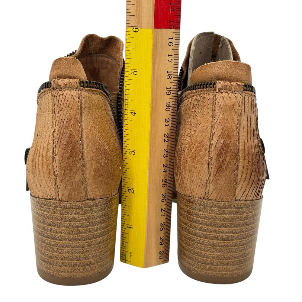 Midas Metan Boots Fringe 3D NEW 6.5 Women's Tan Textured Boho Comfort Block Heel - Picture 6 of 14